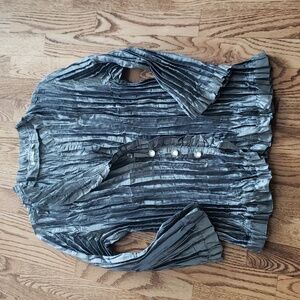 (L) Agora Metallic Ruffle Pleated Jewel Details Luxury Fancy Formal Lightweight